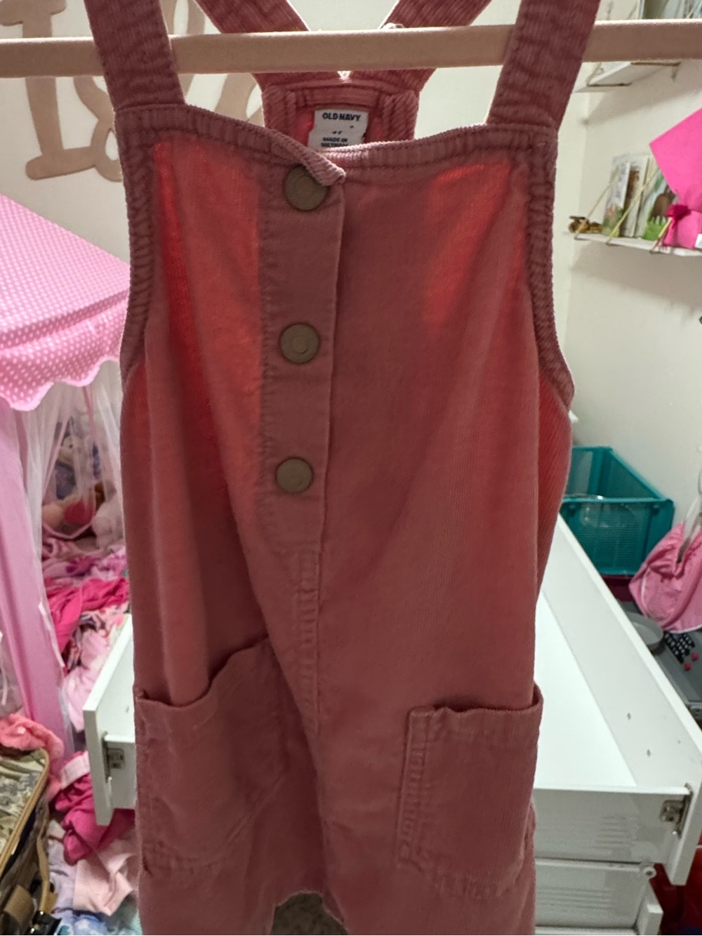 Old Navy Rose Pink Corduroy Overall Dress